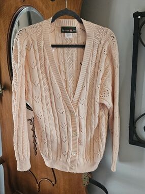 Outback Red Women's Peach Open-Knit Button Cardigan Sweater